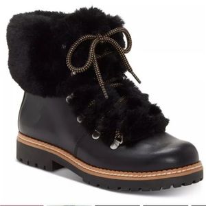 INC Womens Pravale Faux Fur Lace-Up Winter Boots Black